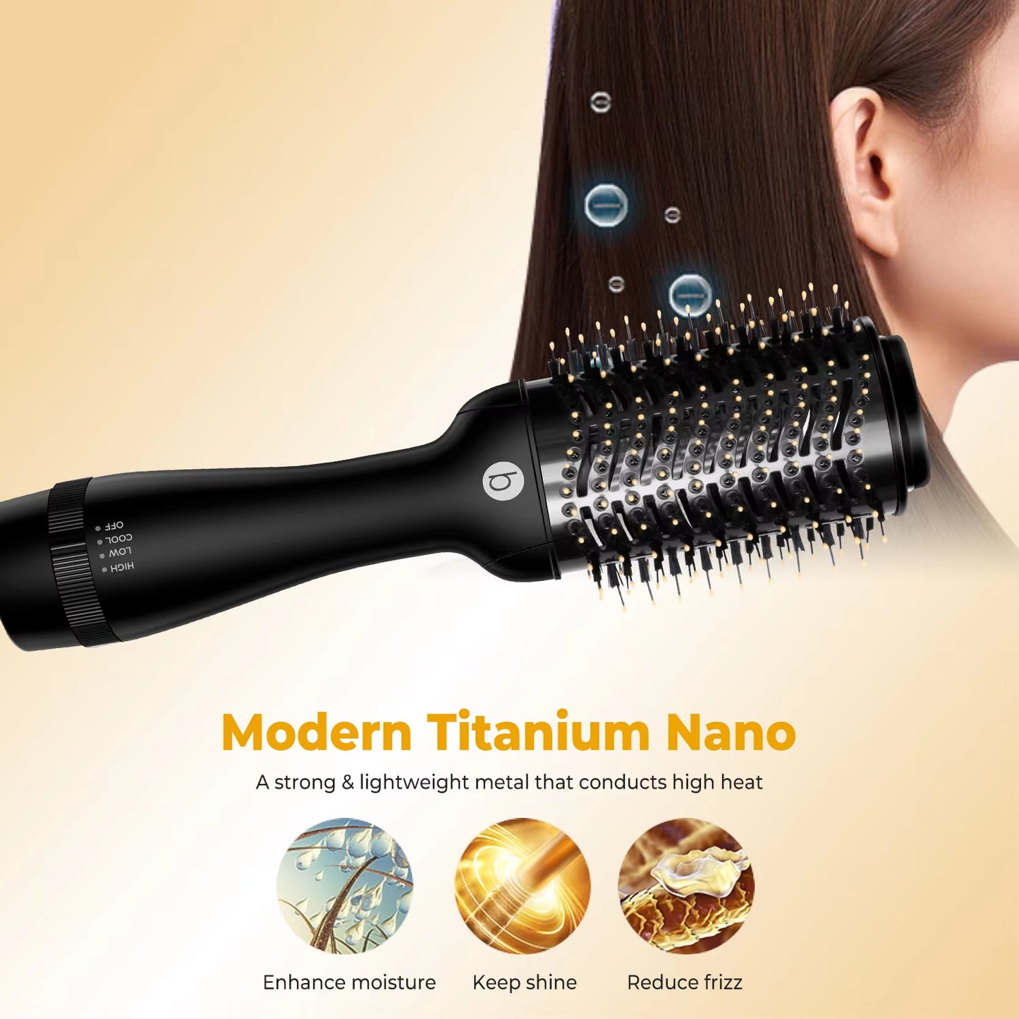 3 In 1 Hot Air Comb Electric Black Hair Dryer Brush Hot Air Comb Straight Hair Comb